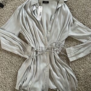 VICI Platinum Gray Button-Front Tie-Waist Women's romper extra small NWT